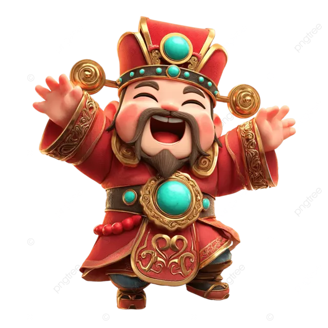 pngtree chibi god of wealth slot game character in traditional red robe png image